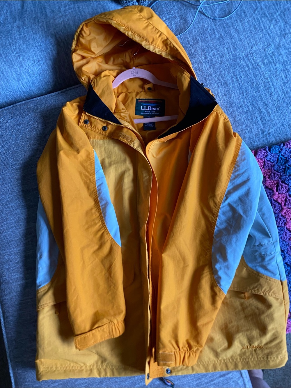 L.L. Bean Women’s Bright Yellow Hooded Rain Jacket